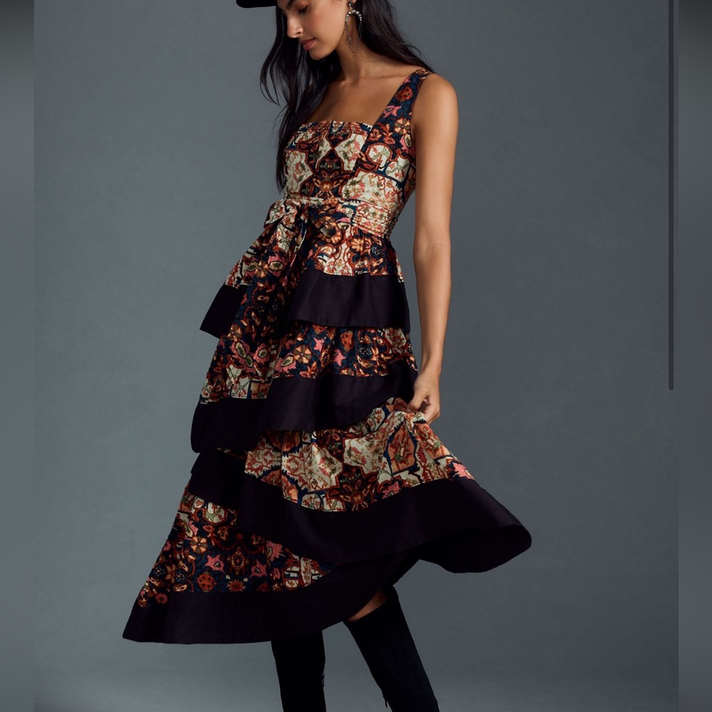 Anthropologie tiered midi dress